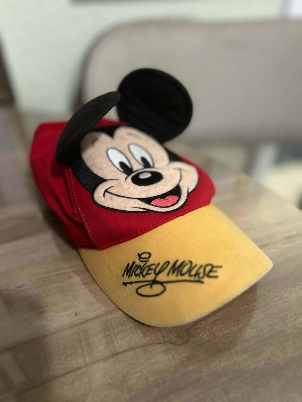 Y2K Disney Parks Mickey Mouse Toddler Baseball Cap with Ears Red Yellow